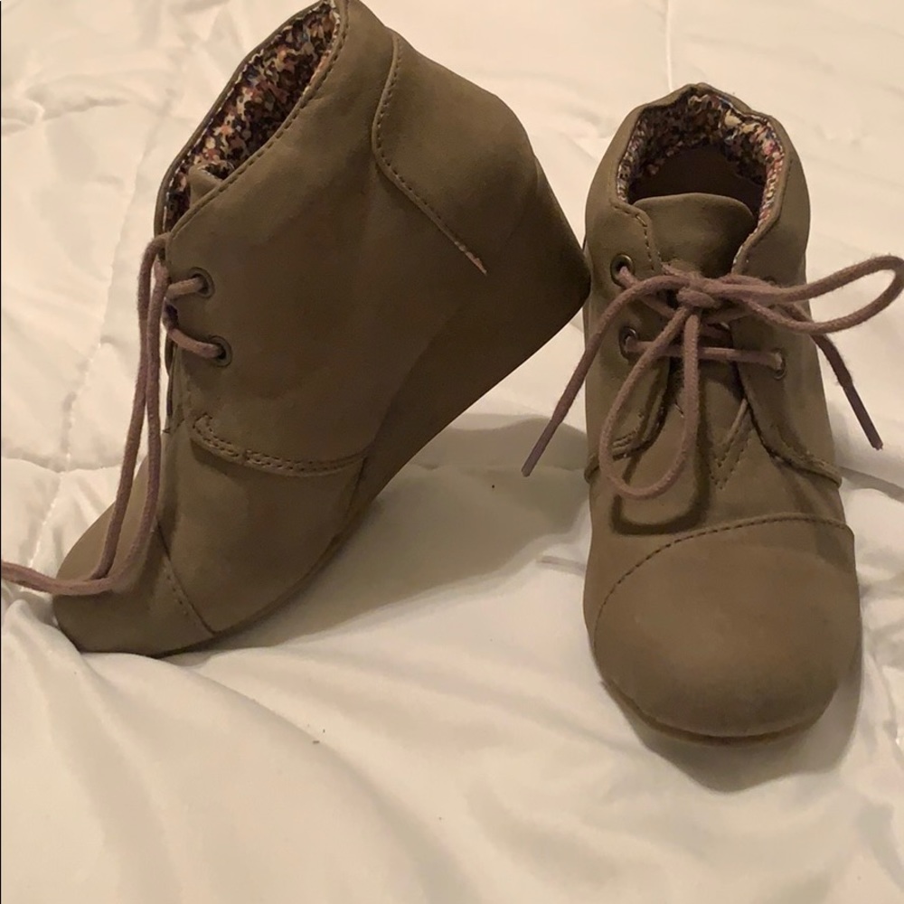 Beige brushed suede ankle boots